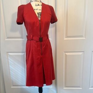 Akris Punto orange/red belted dress